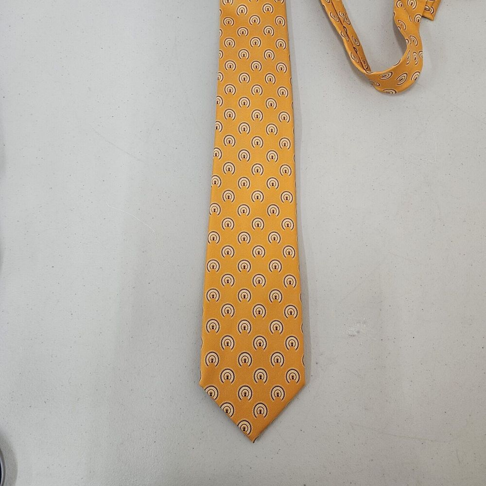 Pineda Covalin Mexico Mens Orange Silk Tie, Abstract Sphere Pattern - Picture 2 of 9